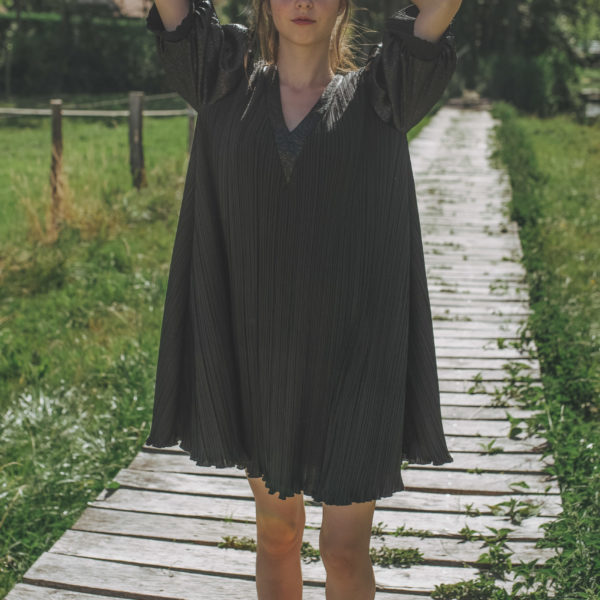 Robe trapèze manches ballon, La petite robe noire, By Sue-Sue, Créatrice de mode, Styliste, Dijon