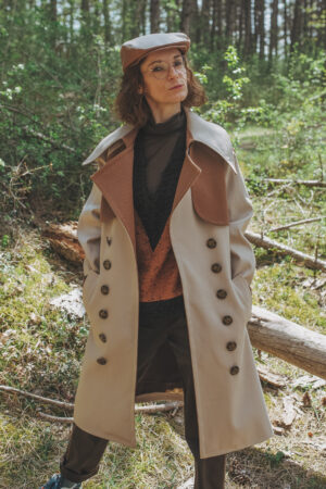 Total look camaïeu de marron - Trench coat bi-color - By Sue-Sue - Styliste Dijon