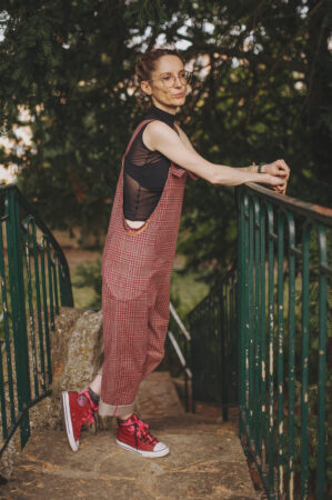Salopette femme en velours rose - Combi salopette - Styliste - Mode - By Sue-Sue
